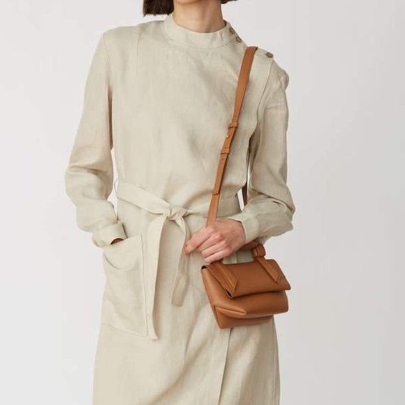 Smooth Leather Knotted Small Shoulder Bag Brown Tan - Picture 9 of 9